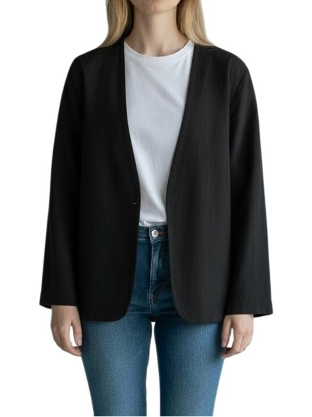 Kate Spade Saturday Behind the Seams Open Blazer Black Size S Cotton Stretch